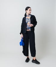 RSTEE32560 TRUNK HIROKO KOSHINO(ヒロココシノ) ドロストギャザーリブニットブルゾン /日本製/洗える ネイビー
