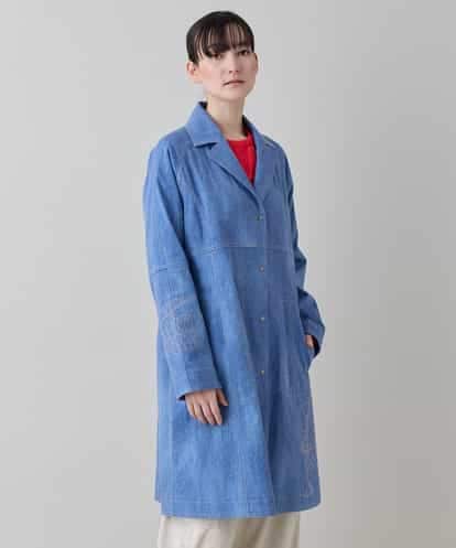 RSUEE23860 TRUNK HIROKO KOSHINO メッセージプリントデニムロングコート