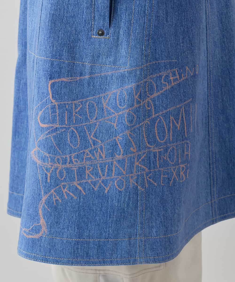 RSUEE23860 TRUNK HIROKO KOSHINO(ヒロココシノ) メッセージプリントデニムロングコート ブルー