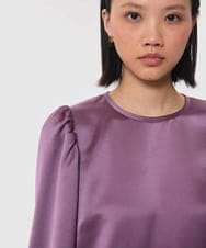 VZBAG17470 TARA JARMON(タラ ジャーモン) サテンギャザースリーブブラウス パープル