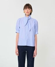 VZBGD09330 TARA JARMON(タラ ジャーモン) マスキュリンストライプブラウス スカイブルー