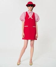 VZEGD07540 TARA JARMON(タラ ジャーモン) カラーブロックダブルクロスドレス レッド