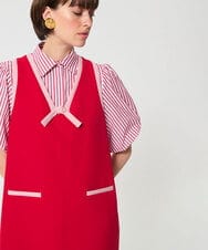 VZEGD07540 TARA JARMON(タラ ジャーモン) カラーブロックダブルクロスドレス レッド