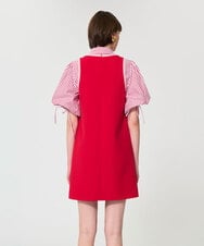 VZEGD07540 TARA JARMON(タラ ジャーモン) カラーブロックダブルクロスドレス レッド