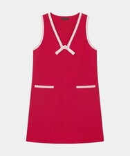 VZEGD07540 TARA JARMON(タラ ジャーモン) カラーブロックダブルクロスドレス レッド