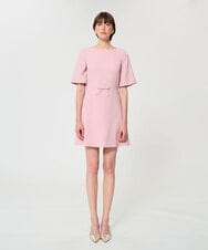 VZEGD09450 TARA JARMON(タラ ジャーモン) フレアスリーブリボンクレープドレス ピンク
