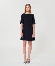 VZEGD09450 TARA JARMON(タラ ジャーモン) フレアスリーブリボンクレープドレス ミッドナイトブルー