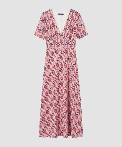 VZEGD63530 TARA JARMON レトロブルームプリントロングドレス
