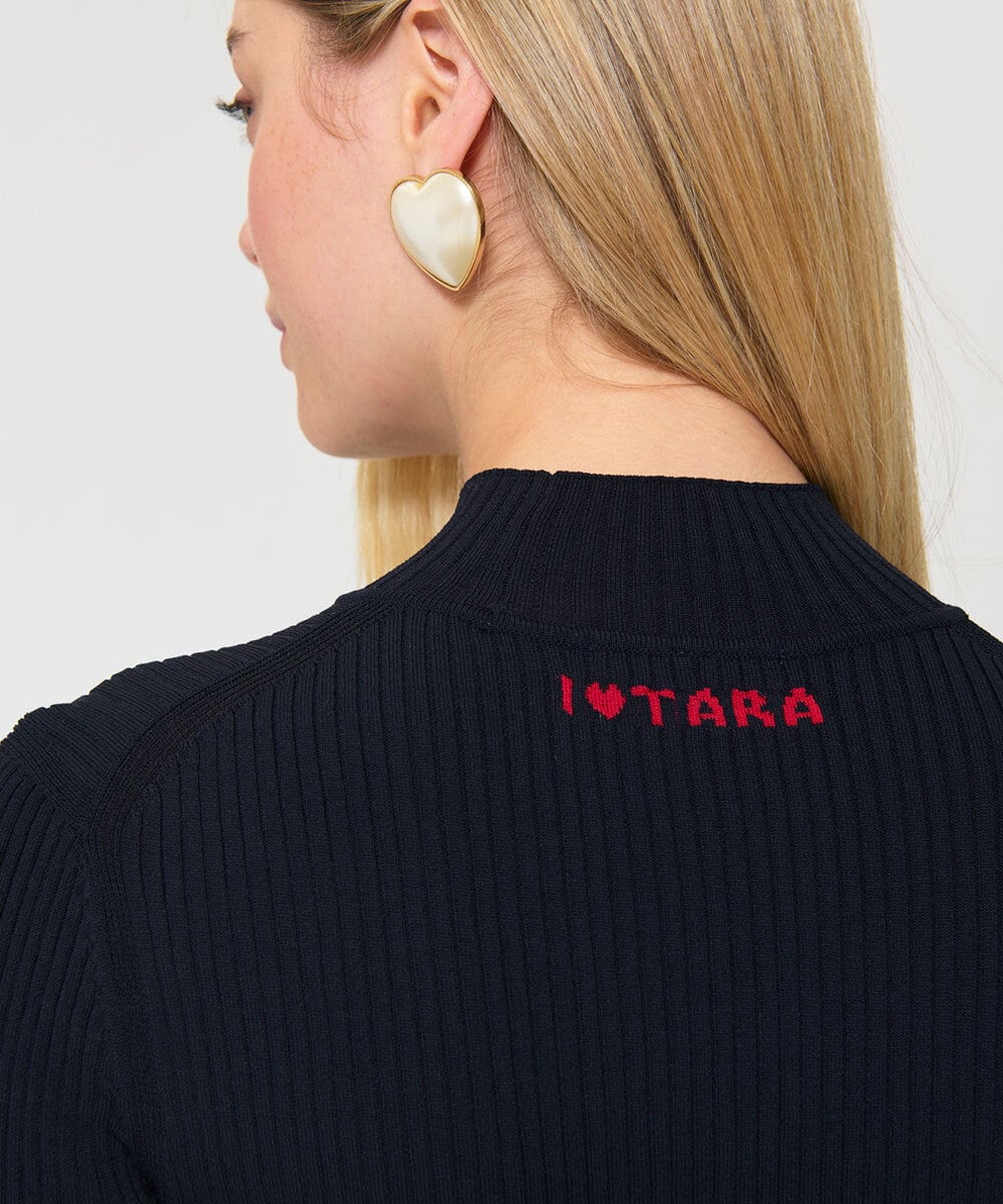 VZFGD07300 TARA JARMON(タラ ジャーモン) 【メディア着用】I love TARAニット ミッドナイトブルー