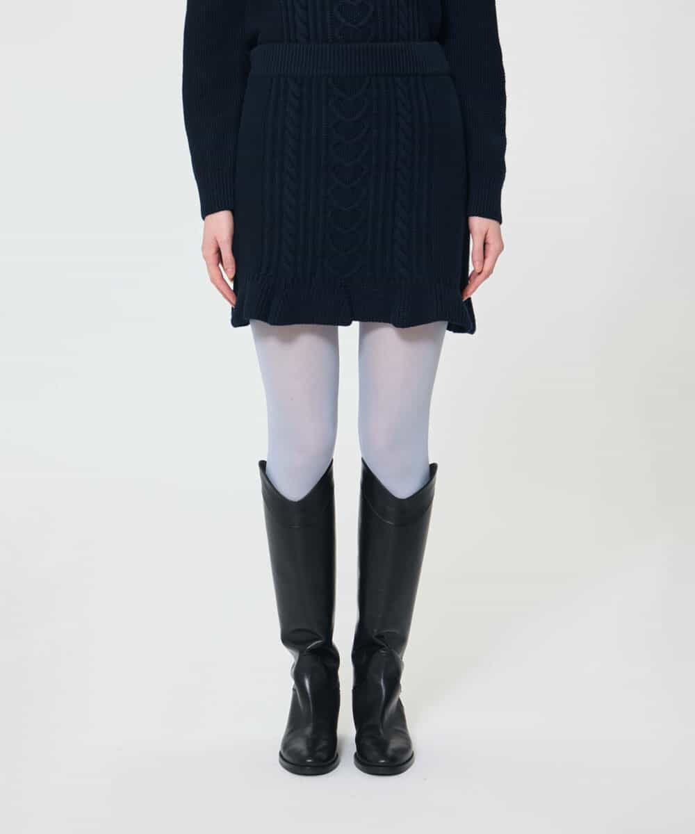 VZHAD08360 TARA JARMON(タラ ジャーモン) ウールミックスニットスカート ネイビー