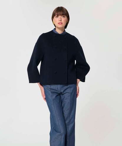VZJGD05810 TARA JARMON バレルスリーブダブルフェイスウールジャケット