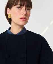 VZJGD05810 TARA JARMON(タラ ジャーモン) バレルスリーブダブルフェイスウールジャケット ミッドナイトブルー
