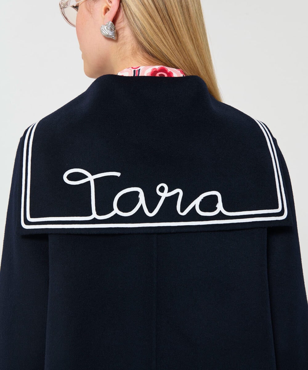 VZJGD06890 TARA JARMON(タラ ジャーモン) セーラーカラーダブルフェイスウールジャケット ミッドナイトブルー
