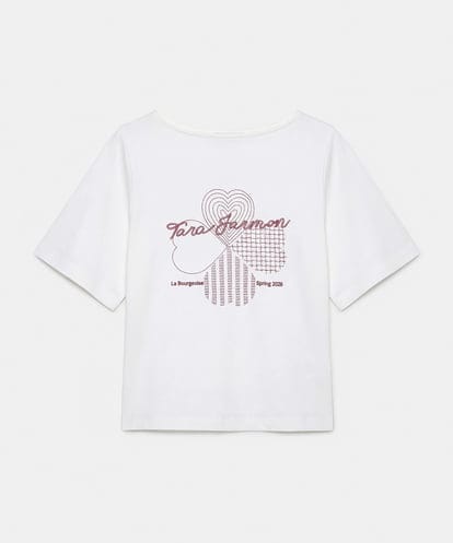 VZKGD01260 TARA JARMON クローバーエンブロイダリーソフトジャージーTシャツ