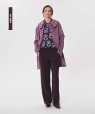 VZUAG04880 TARA JARMON(タラ ジャーモン) ビッグカラーダブルフェイスウールコート パープル