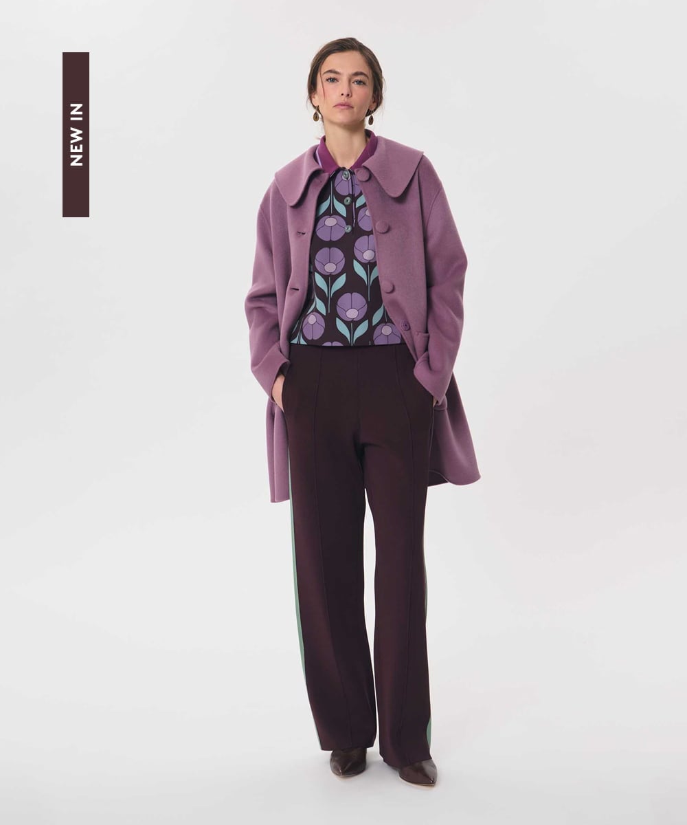VZUAG04880 TARA JARMON(タラ ジャーモン) ビッグカラーダブルフェイスウールコート パープル