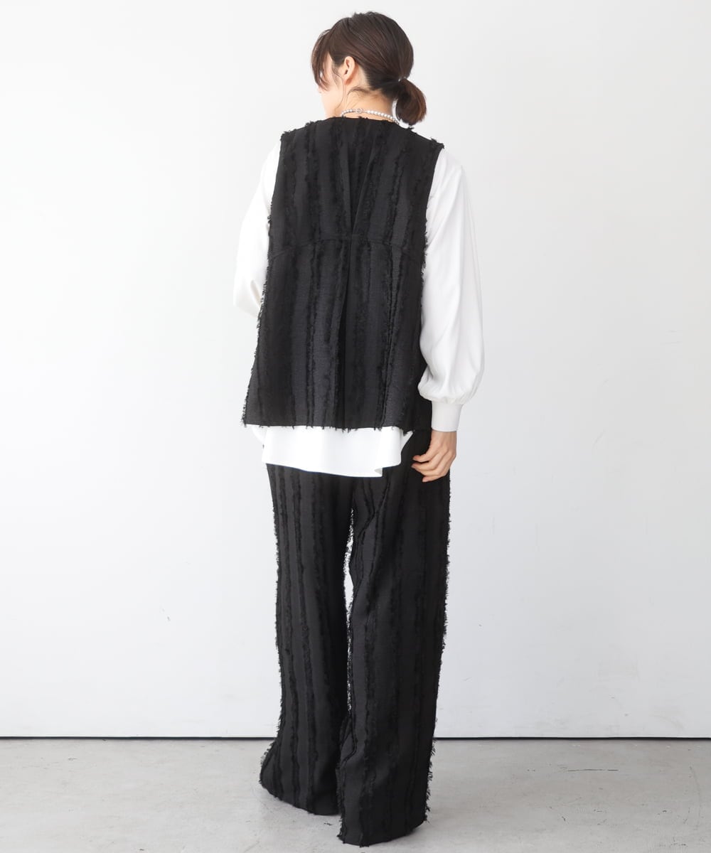 ZMBEE08079 al'aise modulation(アレーズモジュレーション) カットジョーゼットクルーネックブラウス アイボリー