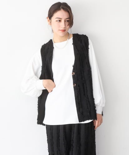 ZMBEE08079  カットジョーゼットクルーネックブラウス