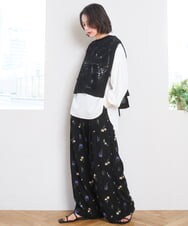 ZMBGE33098 al'aise modulation(アレーズモジュレーション) 【洗える】コード刺繍サイドリボンジレ ブラック