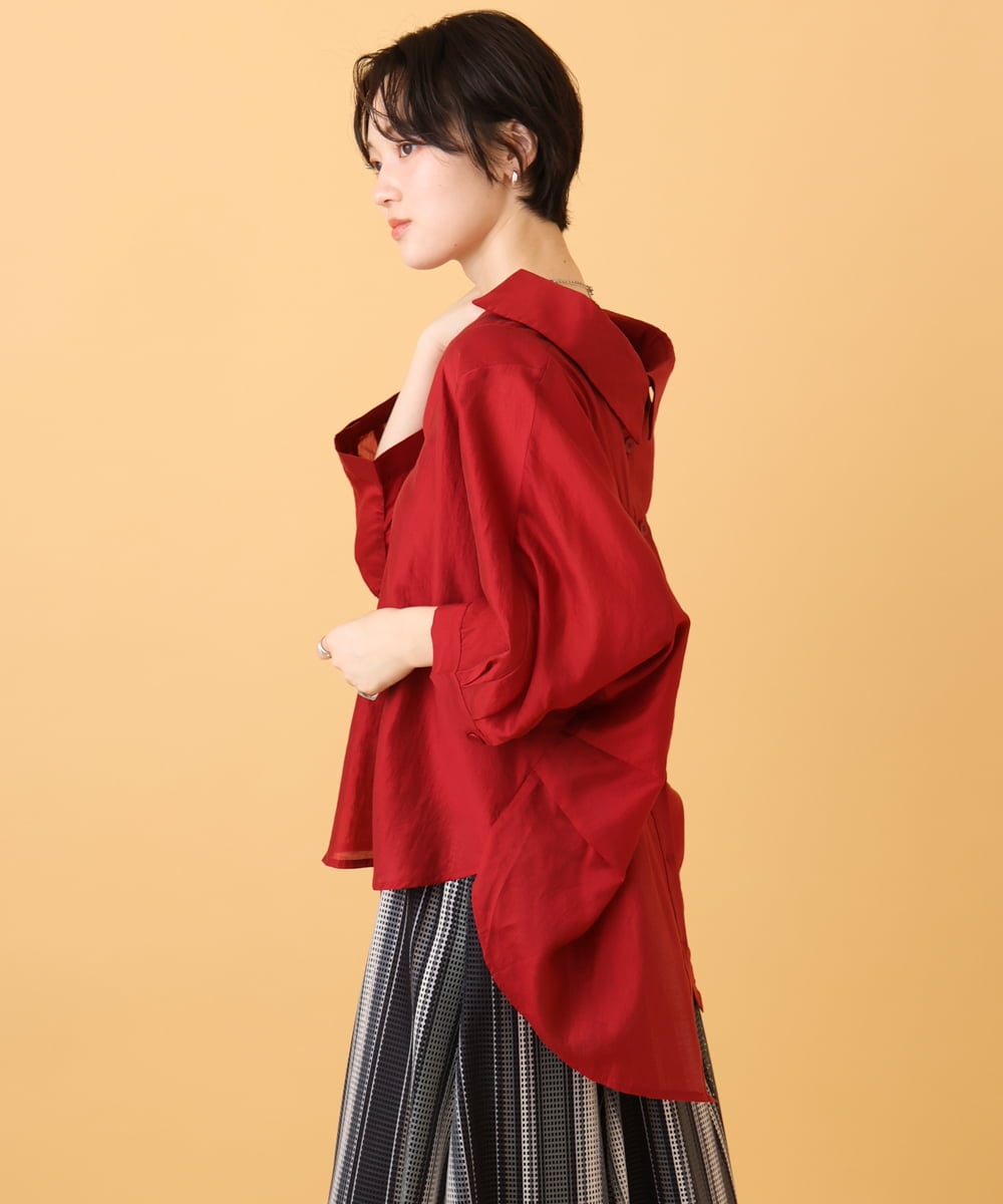 ZMBJE11140 al'aise modulation(アレーズモジュレーション) バックボタンデザインスキッパーシャツ レッド