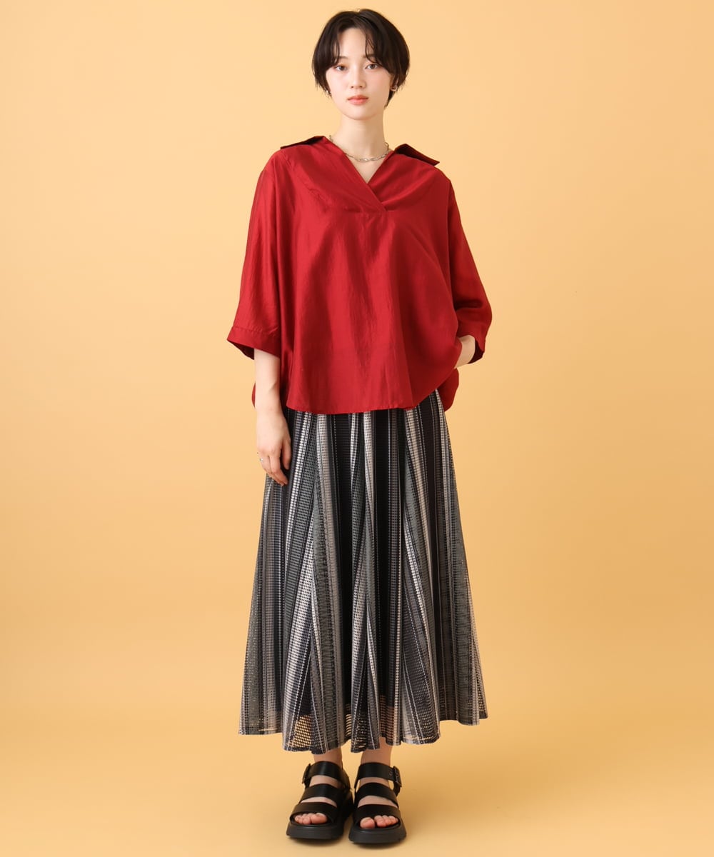 ZMBJE11140 al'aise modulation(アレーズモジュレーション) バックボタンデザインスキッパーシャツ レッド