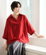 ZMBJE11140 al'aise modulation(アレーズモジュレーション) バックボタンデザインスキッパーシャツ レッド