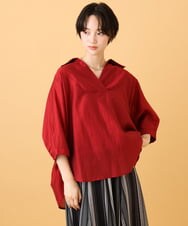 ZMBJE11140 al'aise modulation(アレーズモジュレーション) バックボタンデザインスキッパーシャツ レッド