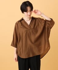 ZMBJE11140 al'aise modulation(アレーズモジュレーション) バックボタンデザインスキッパーシャツ ブラウン
