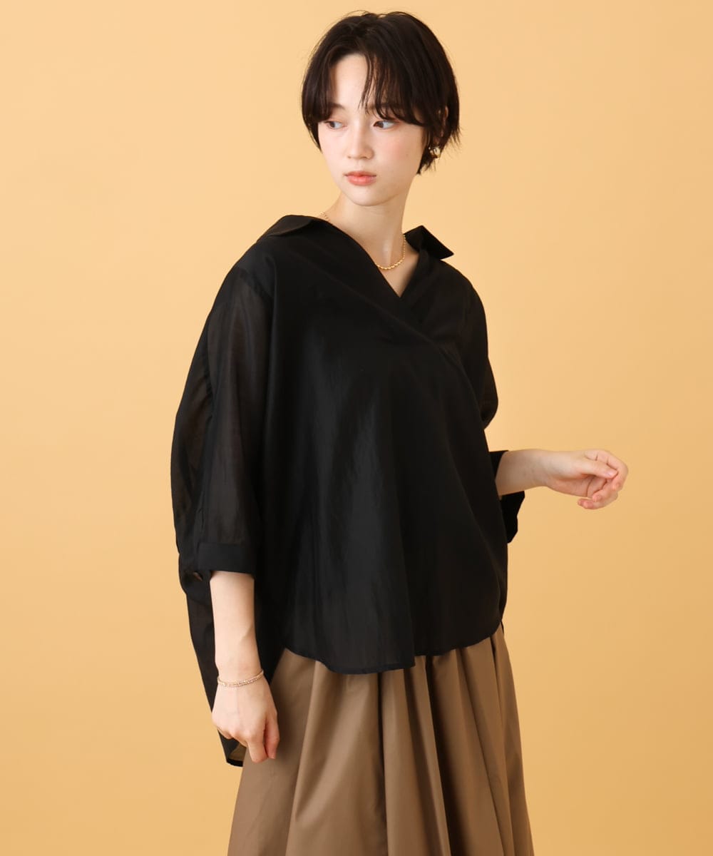 ZMBJE11140 al'aise modulation(アレーズモジュレーション) バックボタンデザインスキッパーシャツ ブラック