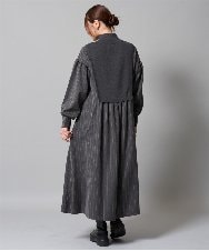 ZMEAH20179 al'aise modulation(アレーズモジュレーション) ニットドッキングレイヤード風ワンピース ダークグレー