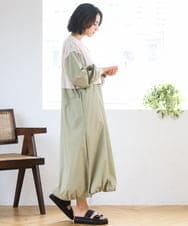 ZMEGE10169 al'aise modulation(アレーズモジュレーション) 【洗える】異素材ドッキングデザインワンピース ベージュ