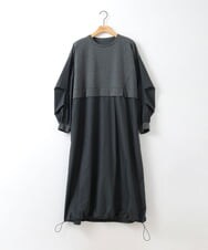 ZMEGE10169 al'aise modulation(アレーズモジュレーション) 【洗える】異素材ドッキングデザインワンピース ダークグレー