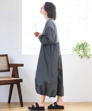 ZMEGE10169 al'aise modulation(アレーズモジュレーション) 【洗える】異素材ドッキングデザインワンピース ダークグレー