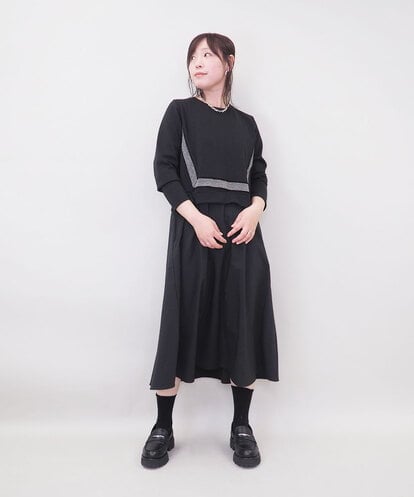 ZMEGE17150 al'aise modulation 異素材コンビデザインワンピース