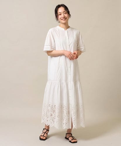 ZMEHE02150 al'aise modulation レースアクセントコットンロングワンピース