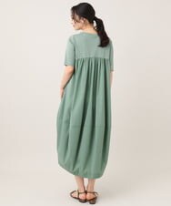 ZMEHE07160 al'aise modulation(アレーズモジュレーション) 異素材切り替えコクーンワンピース グリーン