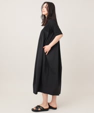 ZMEHE07160 al'aise modulation(アレーズモジュレーション) 異素材切り替えコクーンワンピース ブラック