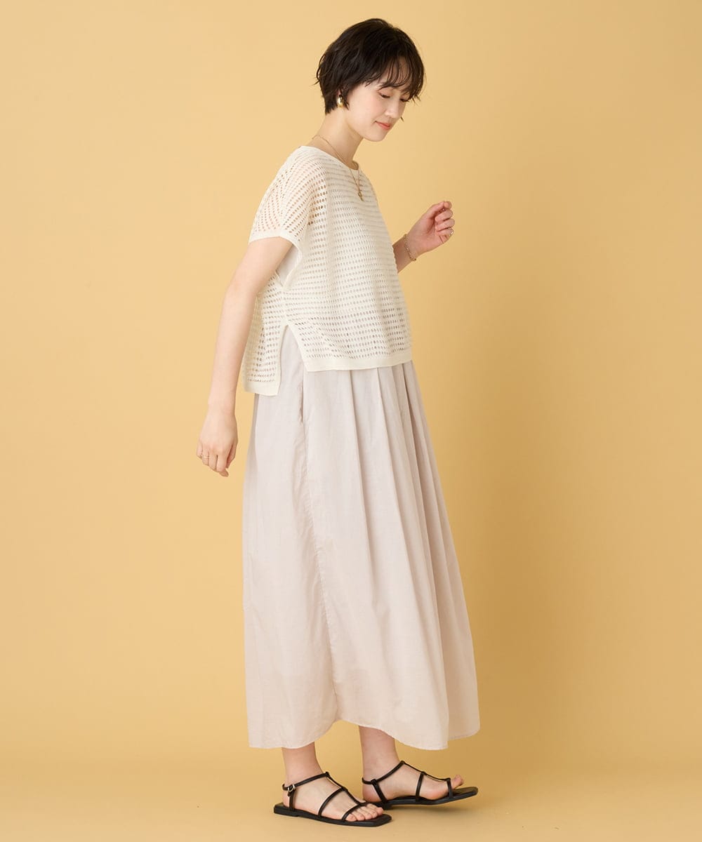 ZMEIE09180 al'aise modulation(アレーズモジュレーション) 【セットアイテム】タックフレアワンピース×メッシュプルオーバー アイボリー