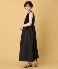 ZMEIE15178 al'aise modulation(アレーズモジュレーション) クロシェドッキングナイロンロングワンピース ブラック