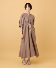 ZMEIE17137 al'aise modulation(アレーズモジュレーション) ロープアクセントリネン風ワンピース ブラウン