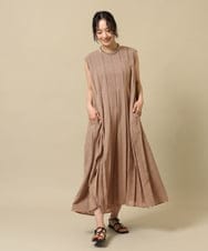 ZMEIE18150 al'aise modulation(アレーズモジュレーション) 【洗える】タックプリーツワンピース ベージュ
