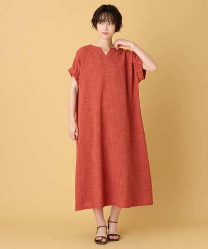 ZMEIE52120  スリットネックロングワンピース