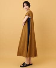 ZMEJE01108 al'aise modulation(アレーズモジュレーション) 配色プリーツ切替ワンピース ブラウン