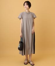 ZMEJE01108 al'aise modulation(アレーズモジュレーション) 配色プリーツ切替ワンピース ライトグレー