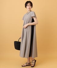 ZMEJE01108 al'aise modulation(アレーズモジュレーション) 配色プリーツ切替ワンピース ライトグレー