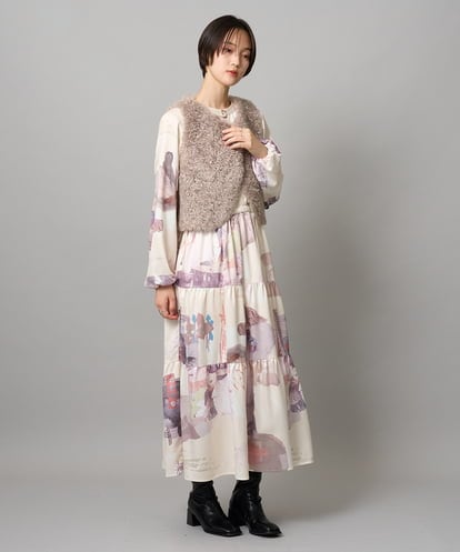 ZMEJE12140  オリジナルプリントティアードワンピース