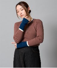 ZMFAH37099 al'aise modulation(アレーズモジュレーション) 配色アクセントリブカットソー ベージュ