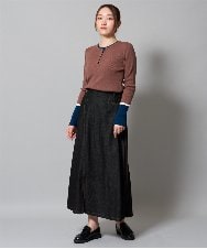 ZMFAH37099 al'aise modulation(アレーズモジュレーション) 配色アクセントリブカットソー ベージュ