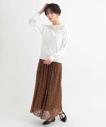 ZMFCB28120  【洗える】シースルーアクセントニットプルオーバー