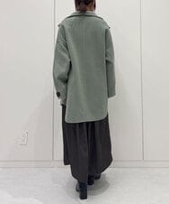 ZMJCE24430 al'aise modulation(アレーズモジュレーション) ワンボタンスタンドカラーコート グリーン
